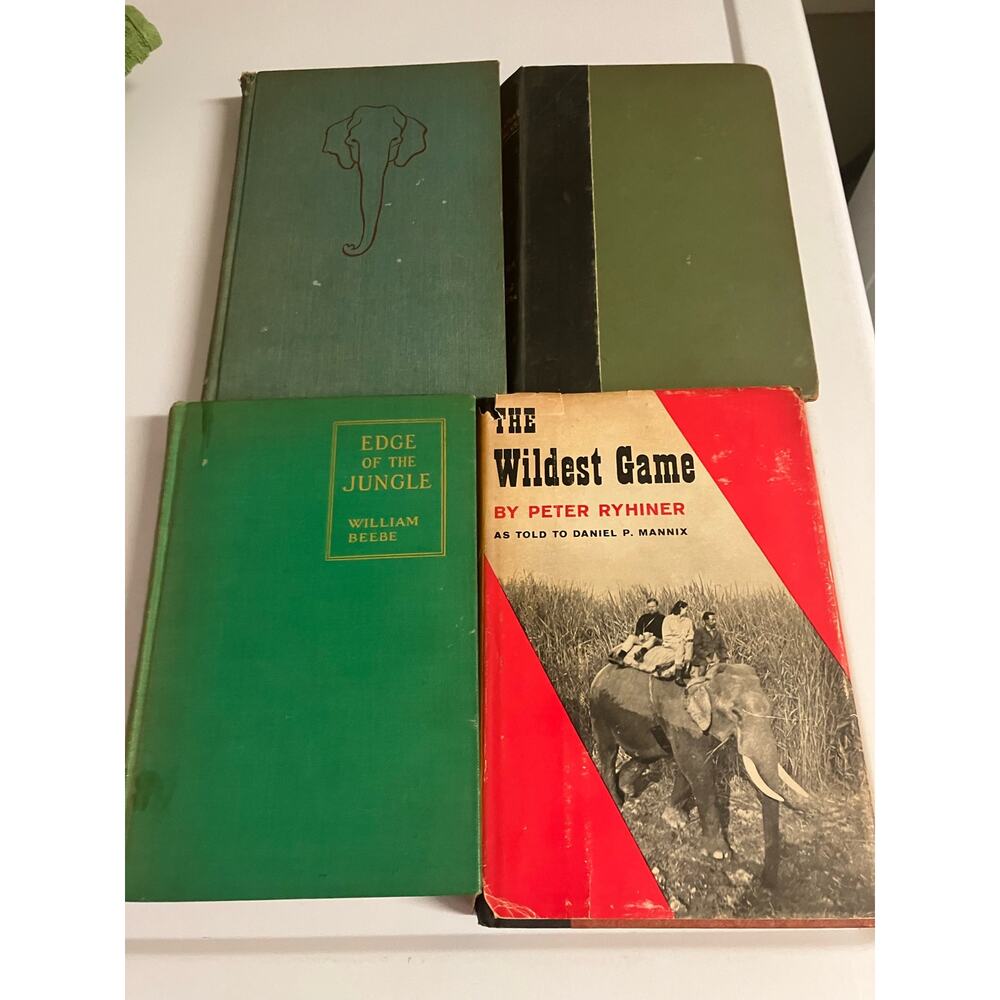 Vintage Book Lot Hunters Elephants Tiger India 1950s Col. Williams Beebe Ryhiner